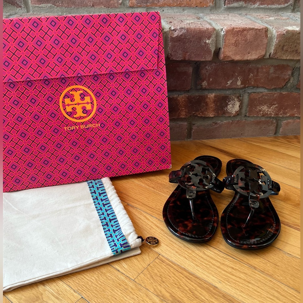 Tory Burch Tortoiseshell Miller Thong Sandals - Brown/Black Finish